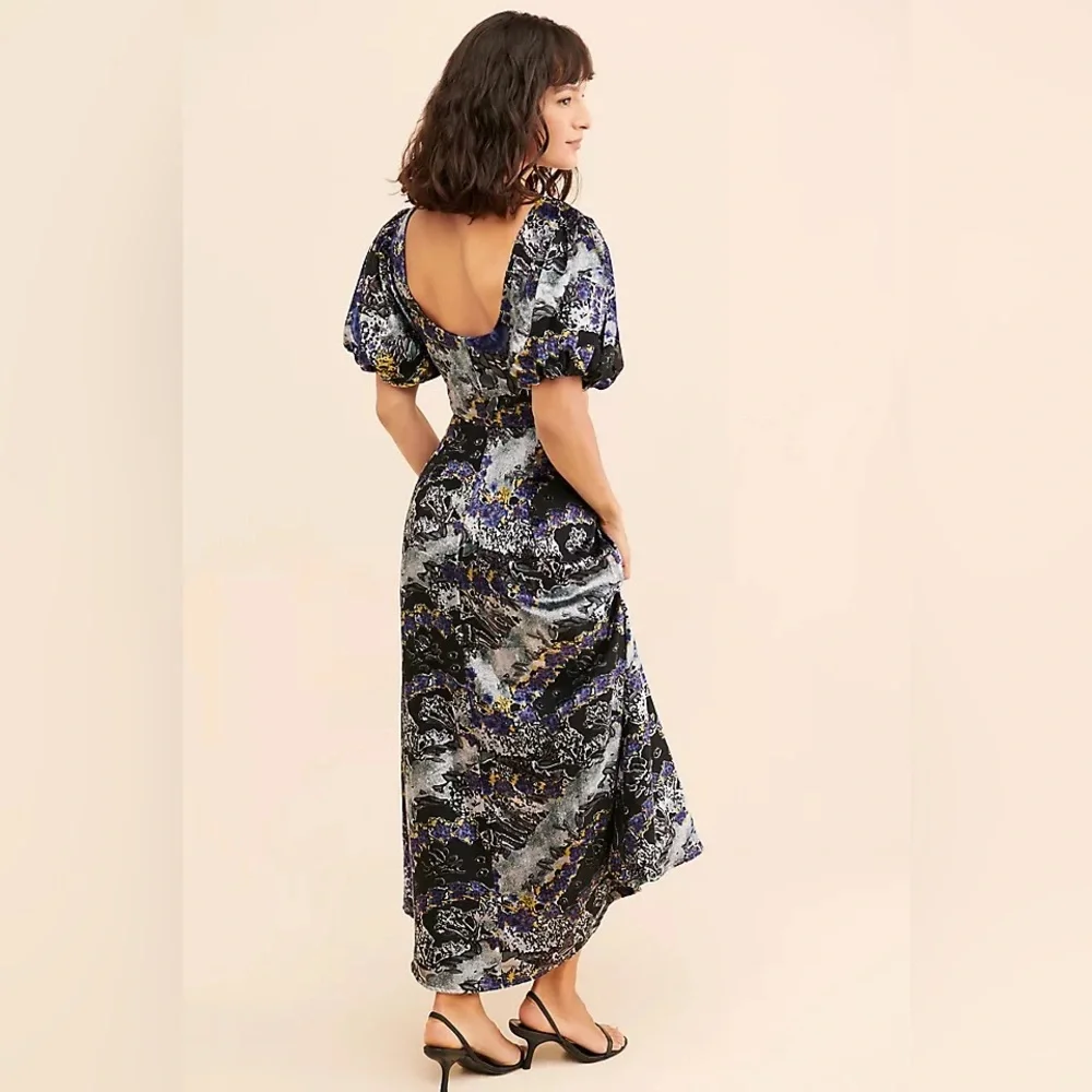 Anthropologie Let Me Be Burnout Velvet Cut Out Maxi Dress, Puff Sleeves, Size 3X